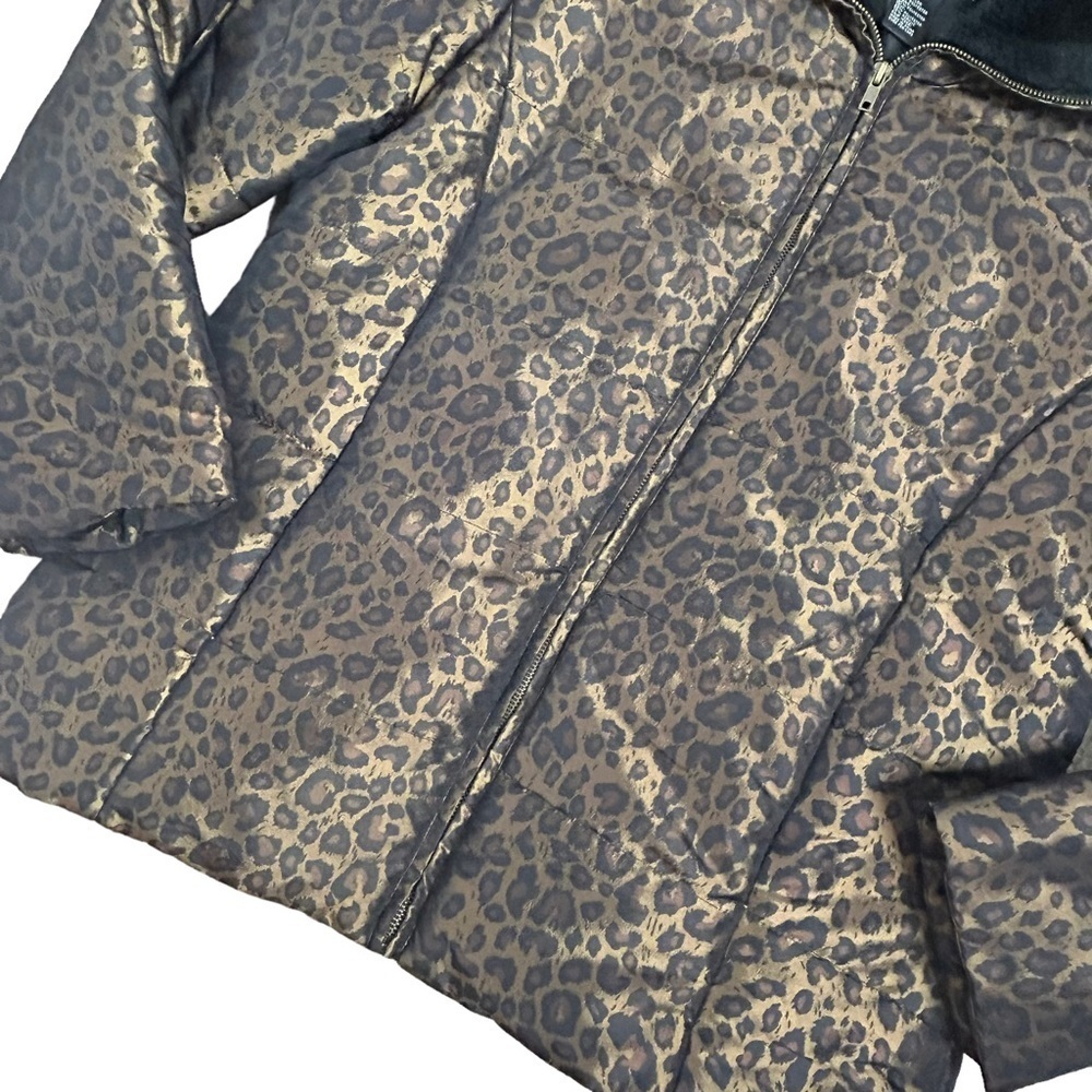 Donna Salyers Fabulous Furs Leopard print Faux Fur Collar Puffer Jacket - Picture 5 of 13